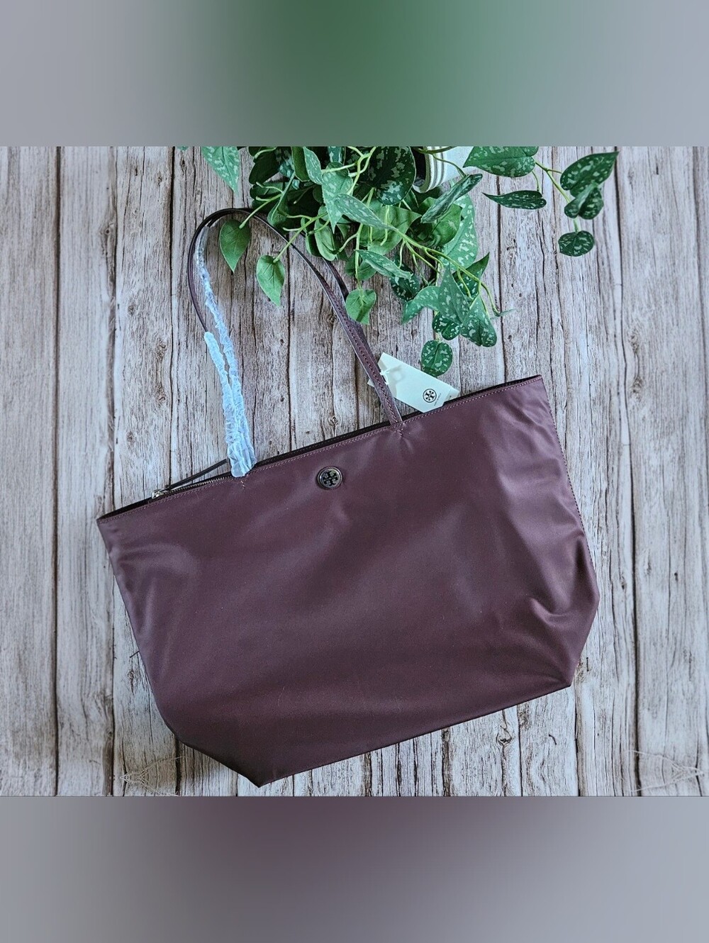 Tory Burch nwt Nylon Large Tote In Truffle Exterior Material: Smooth, durable re